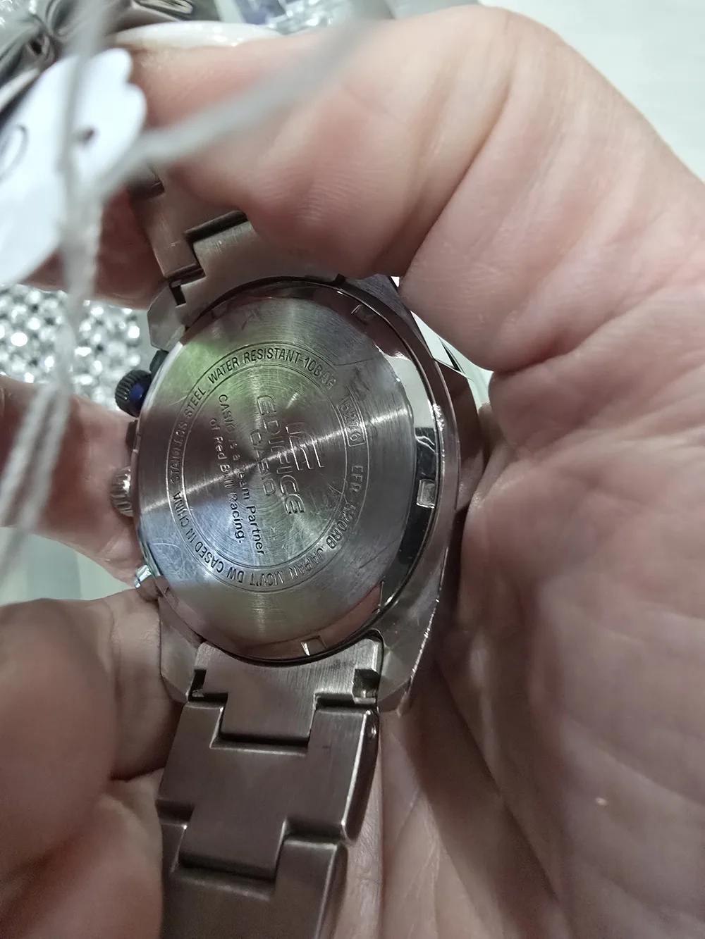 Casio Black and Silver Chronograph Watch with Blue Accents
